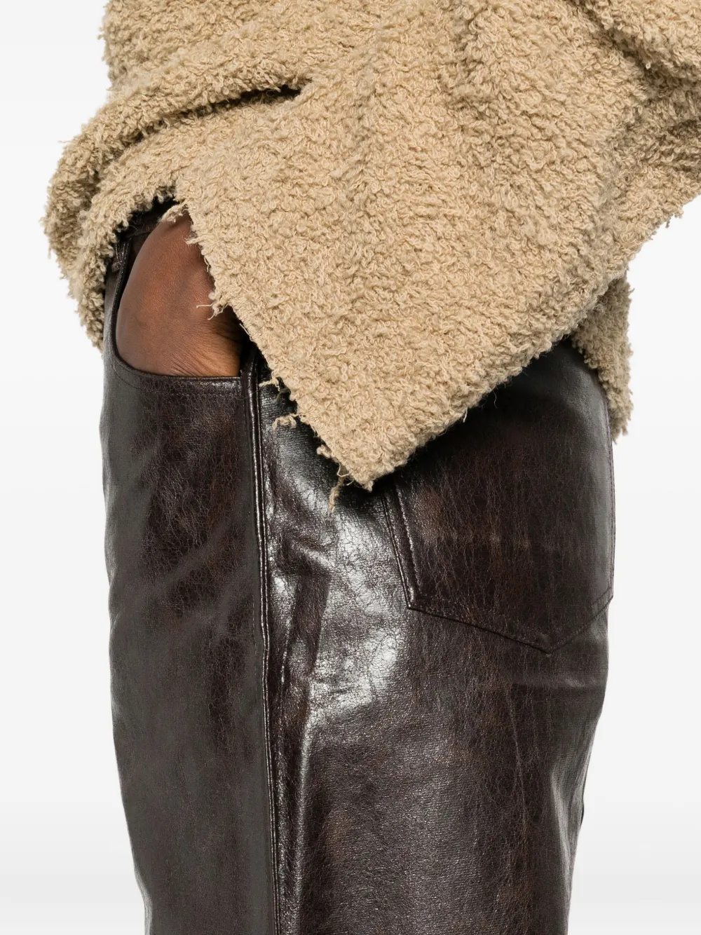 Séfr Leren flared broek Bruin