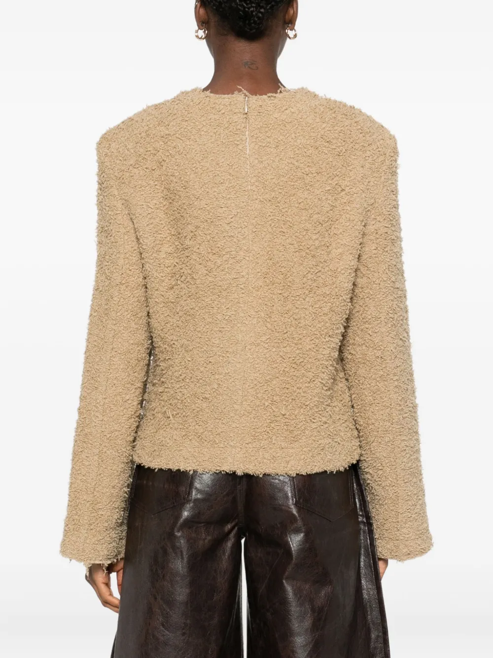 Séfr Frayed-edge Crew-neck Sweater In Neutral