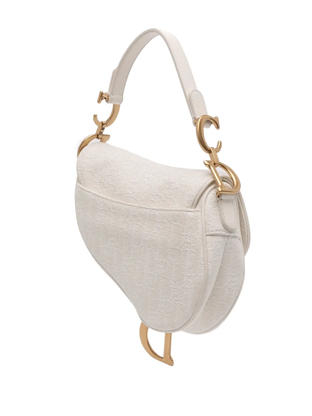 Pre-owned Dior 2020 Mini Oblique Canvas Saddle Bag Satchel In White