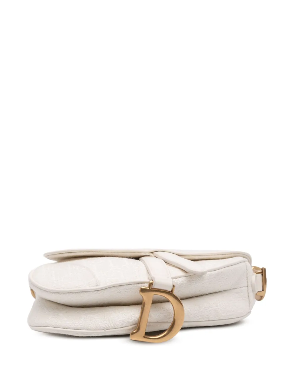 Pre-owned Dior 2020 Mini Oblique Canvas Saddle Bag Satchel In White