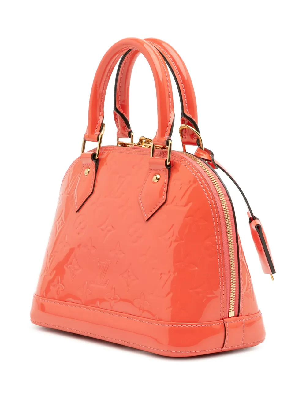 Pre-owned Louis Vuitton 2014 Monogram Vernis Alma Bb Satchel In Orange
