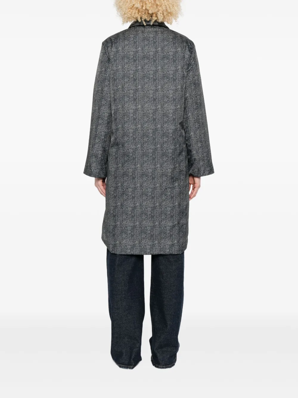 Why Ci Herringbone Reversible Coat In Gray