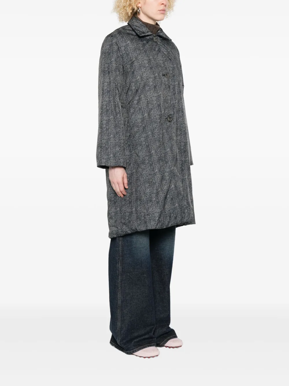 Why Ci Herringbone Reversible Coat In Gray