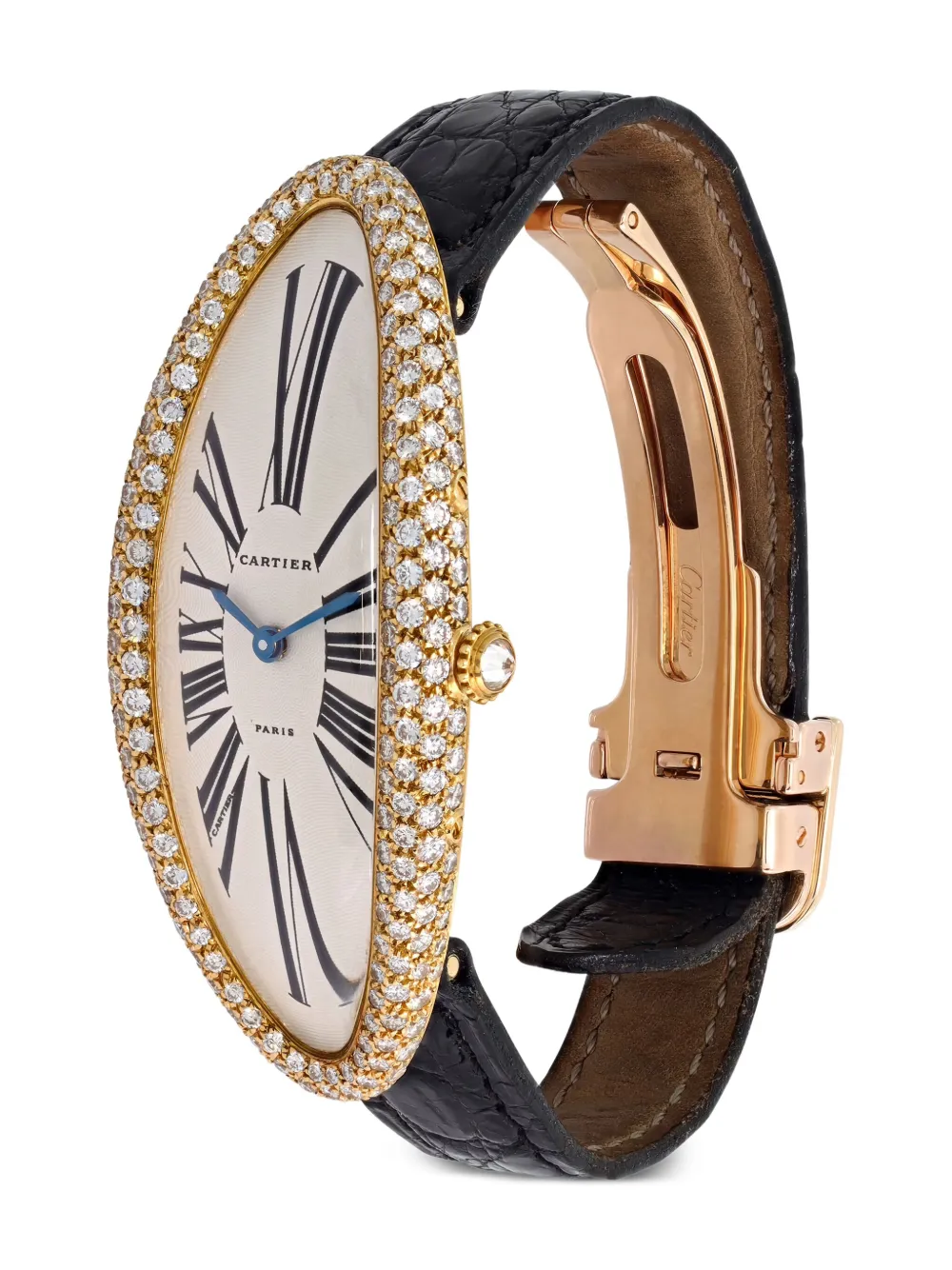 Pre-owned Cartier Baignoire Allongée 52mm In White
