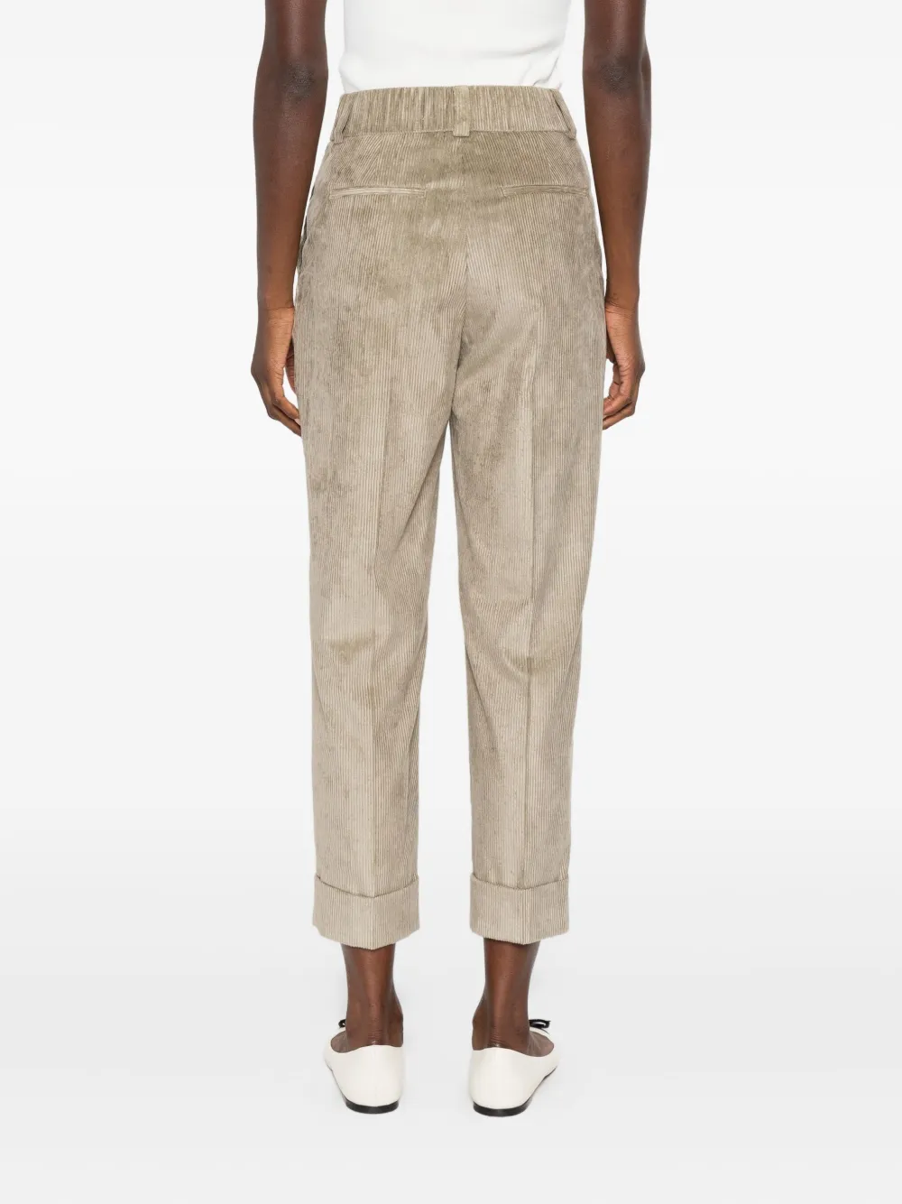 Peserico Corduroy Cuffed Pants In Neutral