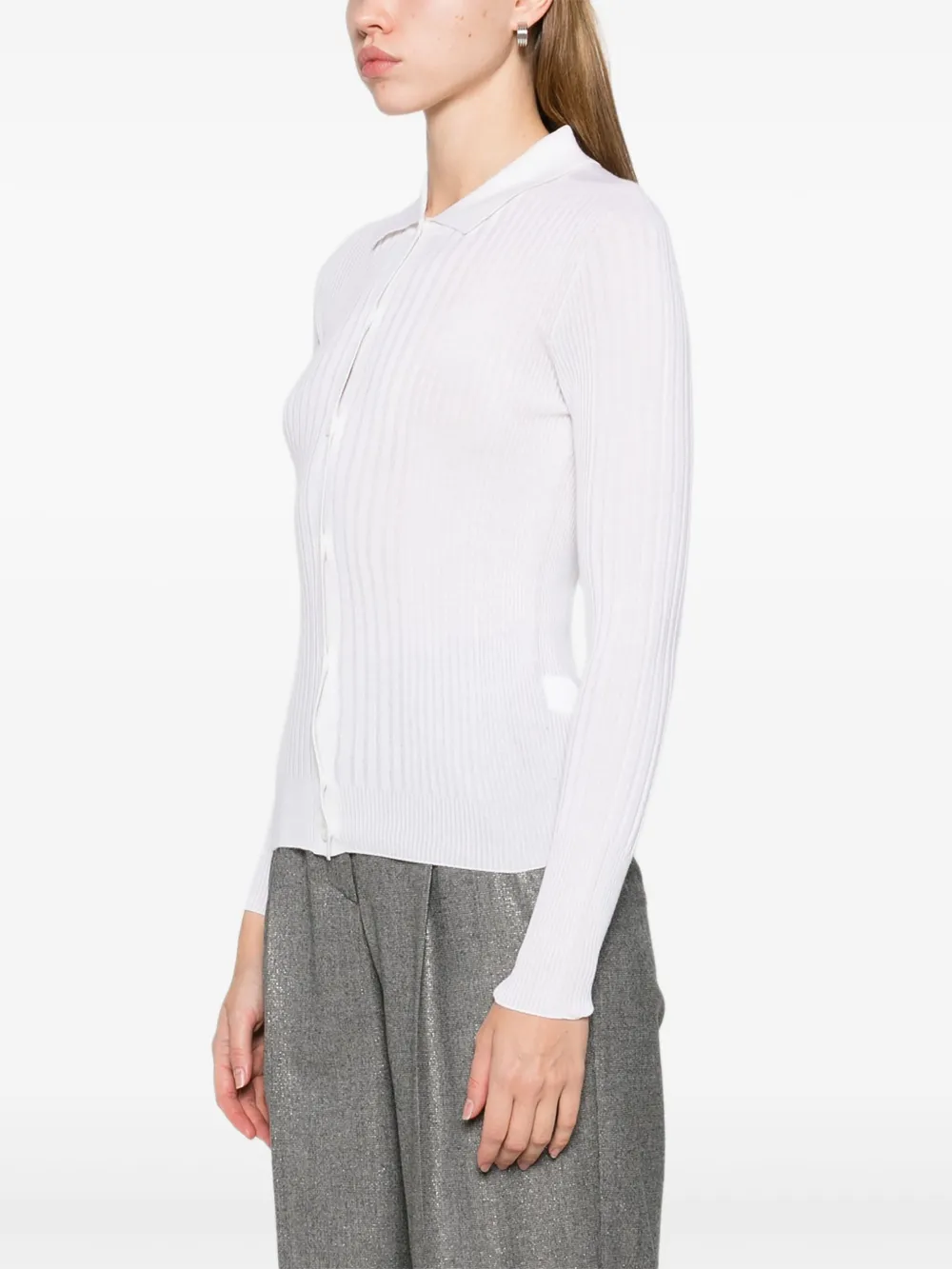 Peserico Top met geribbelde kraag Wit