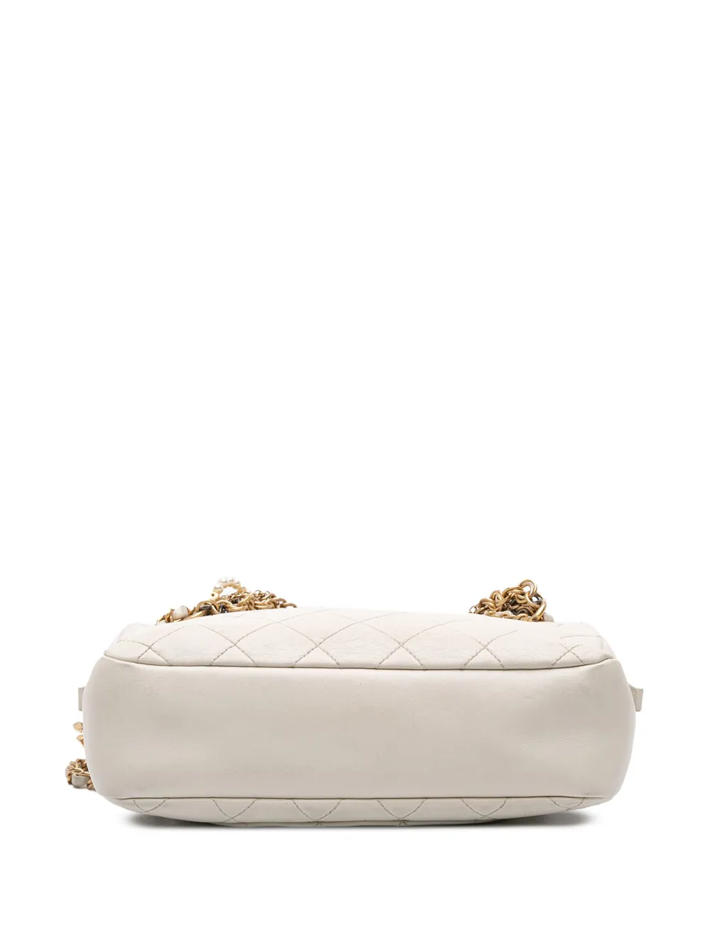 Pre-owned Chanel 2019 Quilted Lambskin All About Chains Camera Bag Crossbody Bag In White