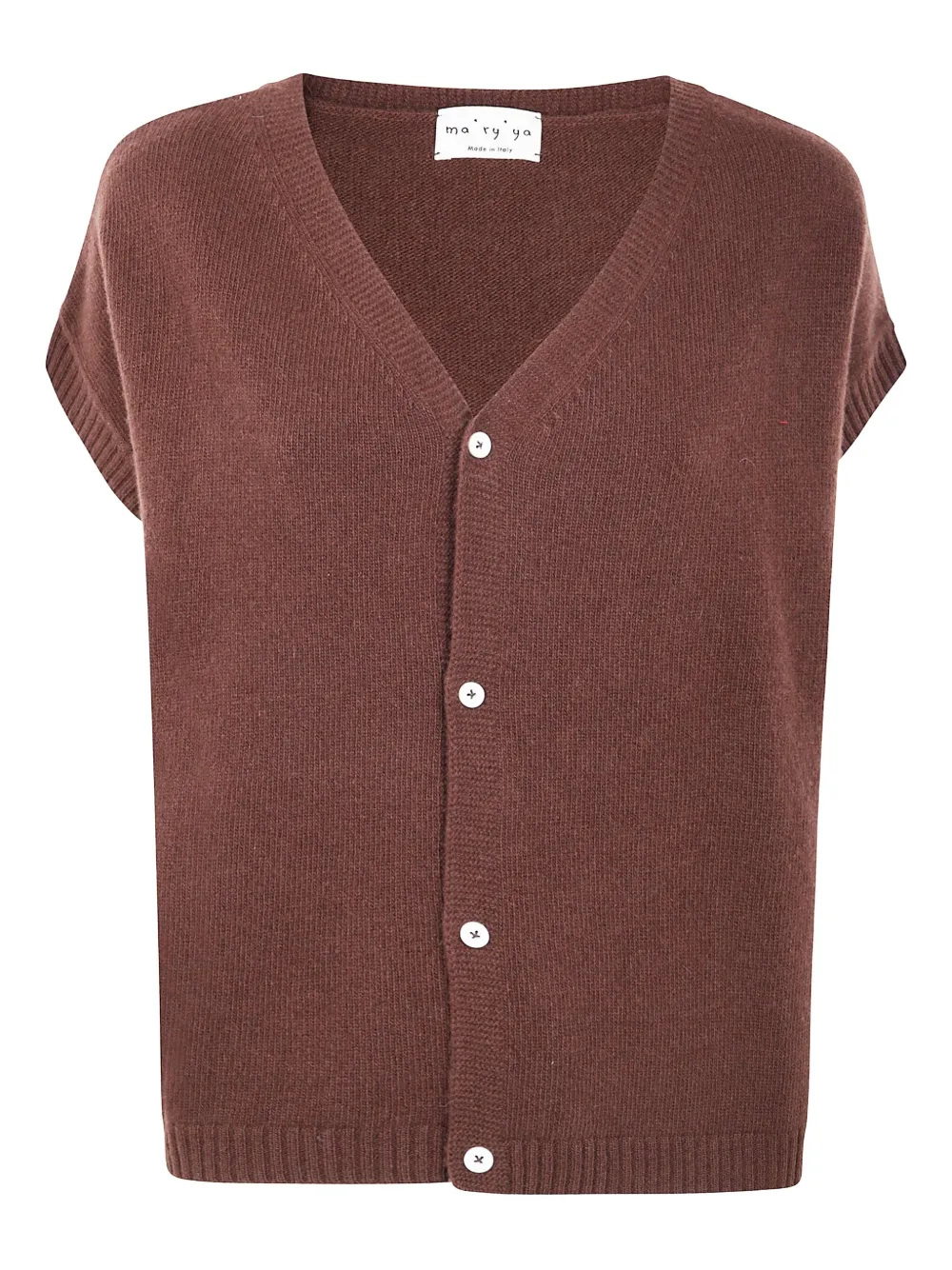 Ma'ry'ya Button Knitted Vest In Brown