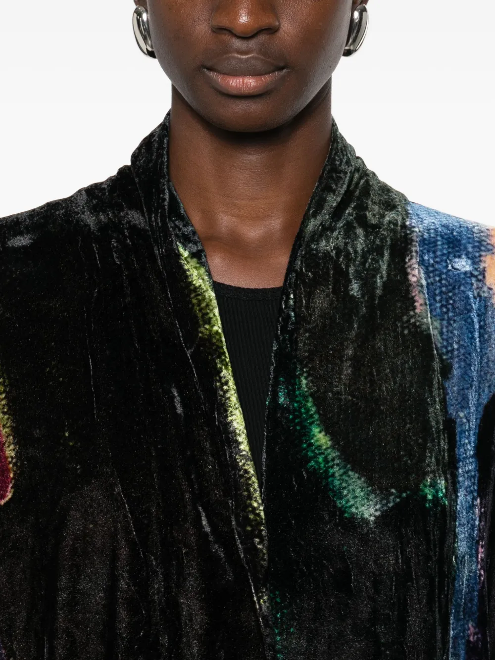 Yavi Patchwork Coat In Black