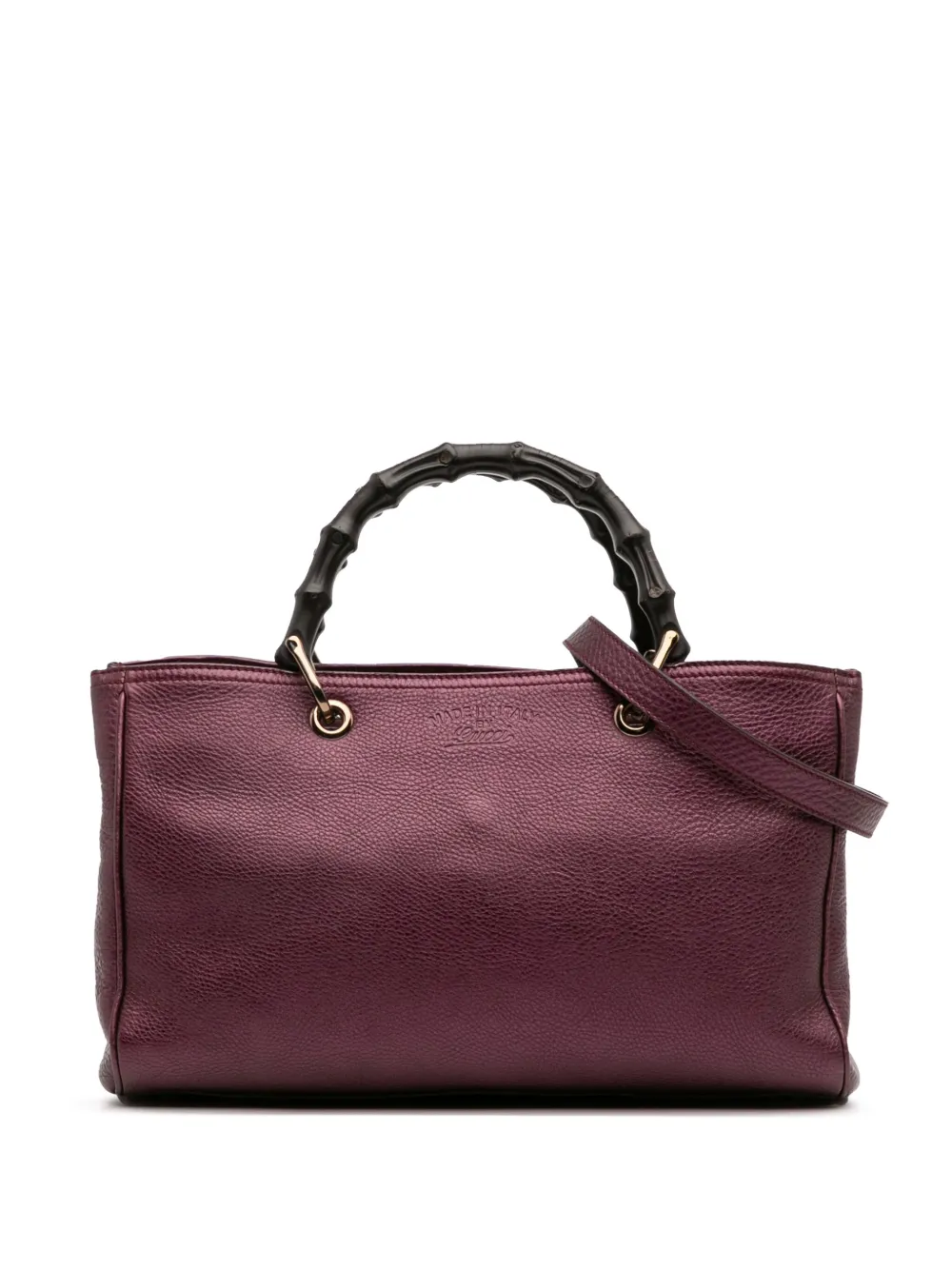 Gucci Pre-Owned 2016-2025 ミディアム カーフスキン バンブー ショッパー サッチェルバッグ - パープル Gucci Pre-Owned 2016-2025 ミディアム カーフスキン バンブー ショッパー サッチェルバッグ - パープル
