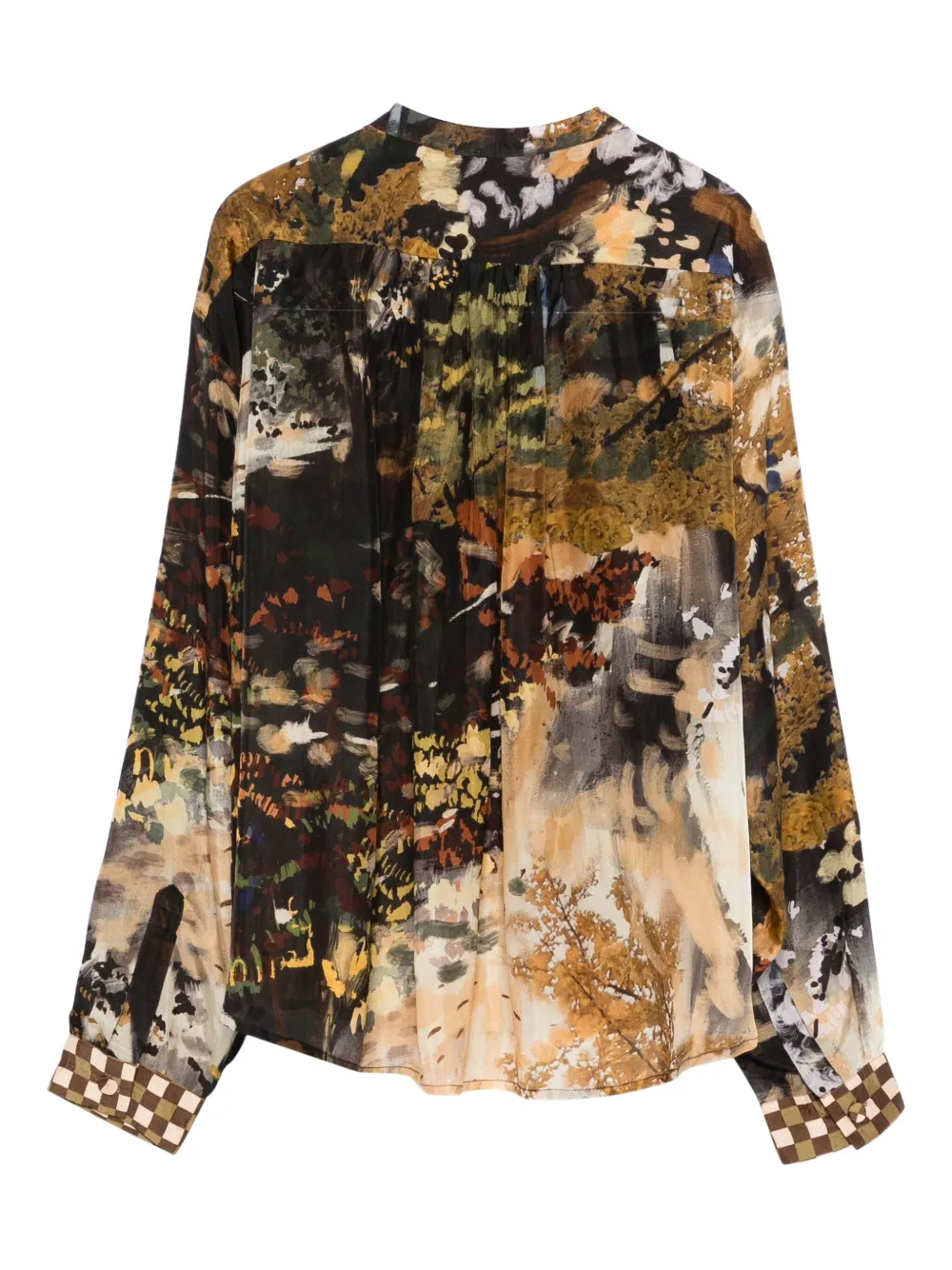 YAVI Shirt met ruches en print - Bruin