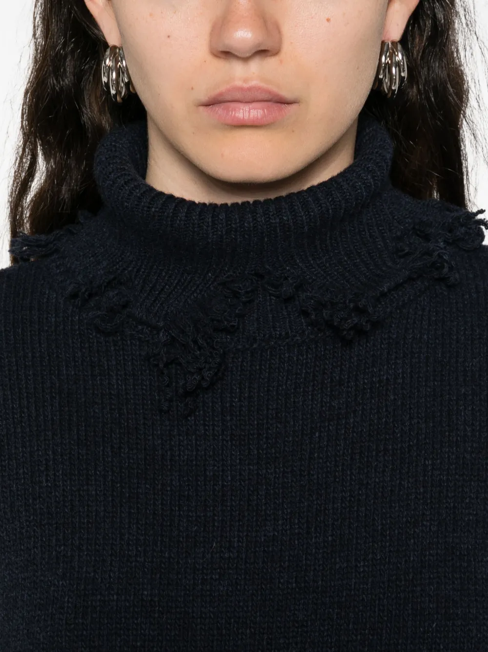 Seafarer Distressed Funnel-neck Sweater In Blue