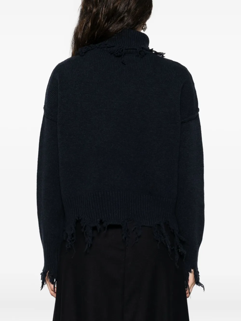 Seafarer Distressed Funnel-neck Sweater In Blue