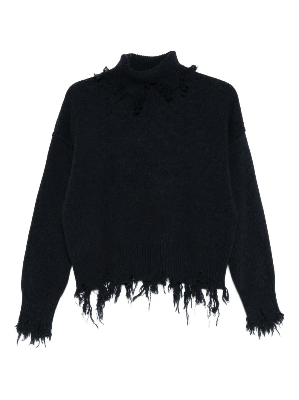 Seafarer Distressed Funnel-neck Sweater In Blue
