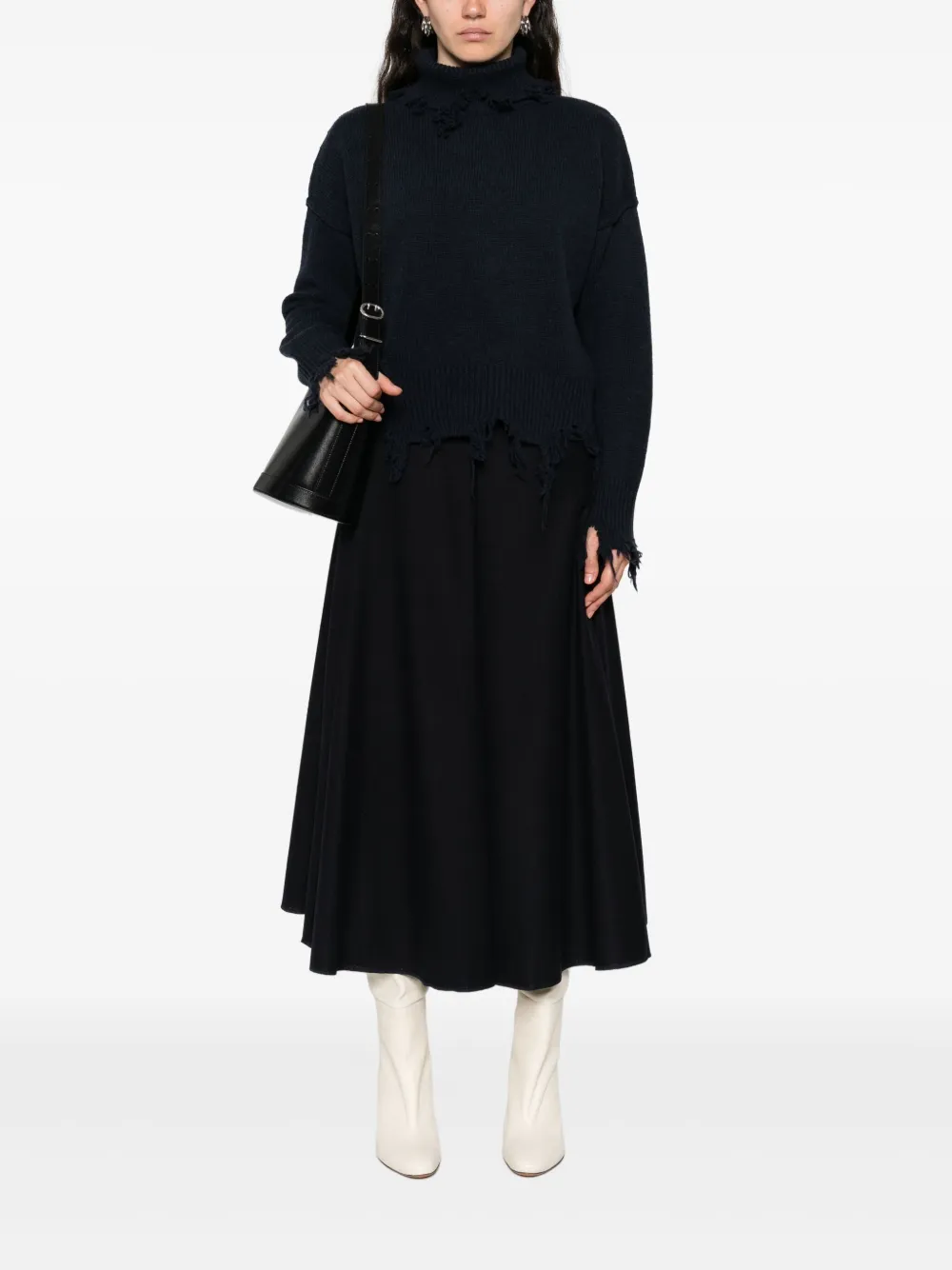 Seafarer Distressed Funnel-neck Sweater In Blue