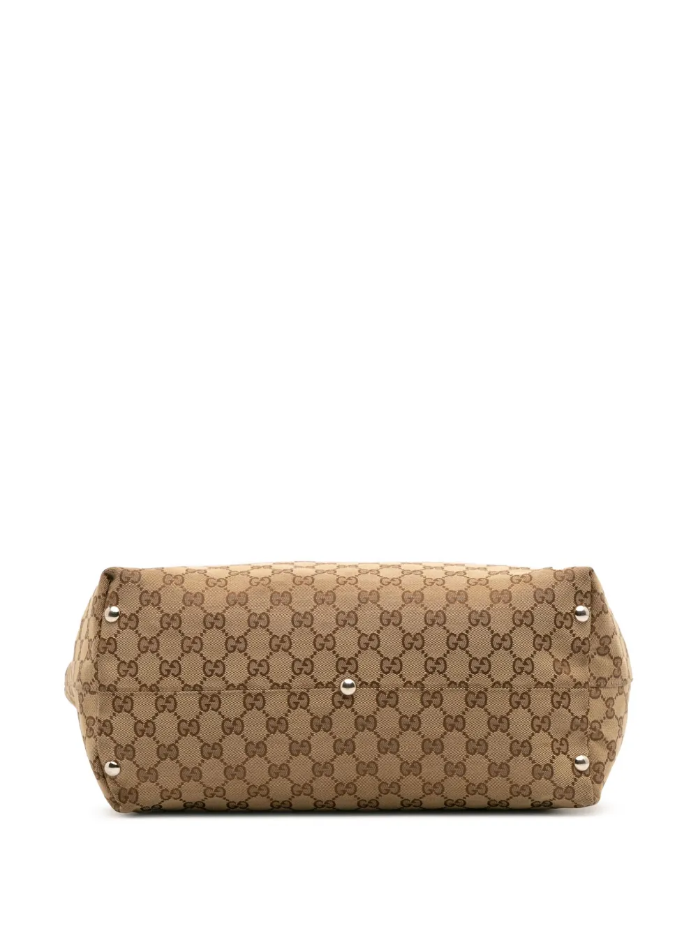 Pre-owned Gucci 2016-2025 Gg Canvas Icon Bit Tote Bag In Brown