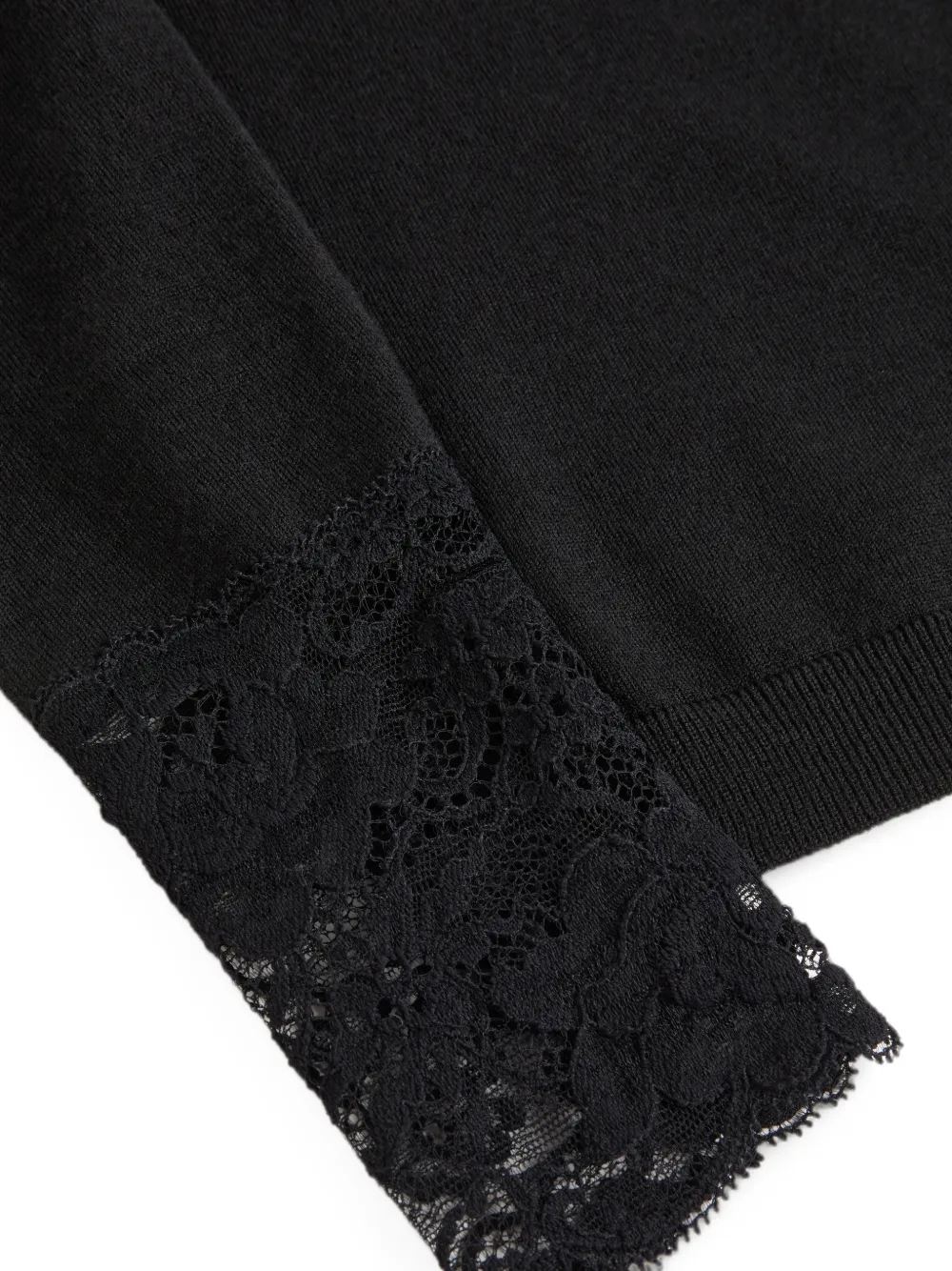 Valentino Garavani Wool Jumper with Lace in Black, view 2