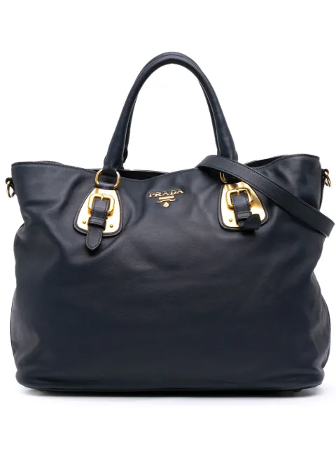 Prada Pre-Owned 2013-2025 Soft Calfskin Open Convertible Shopping Tote satchel