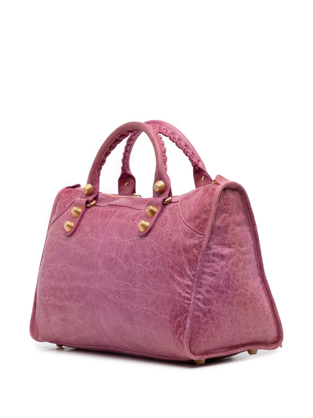 Pre-owned Balenciaga 2007-2012 Lambskin Motocross Giant 21 Work Satchel In Pink