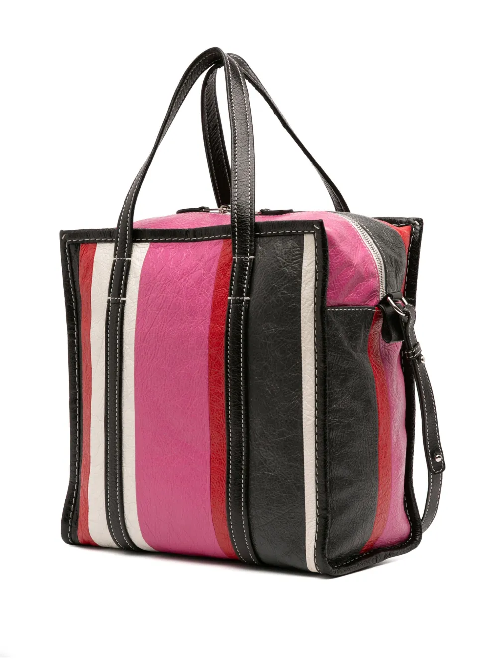 Pre-owned Balenciaga 2018 S Lambskin Bazar Shopper Satchel In Pink