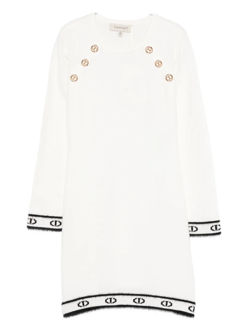 TWINSET Kids logo-trim dress - ホワイト TWINSET Kids logo-trim dress - ホワイト