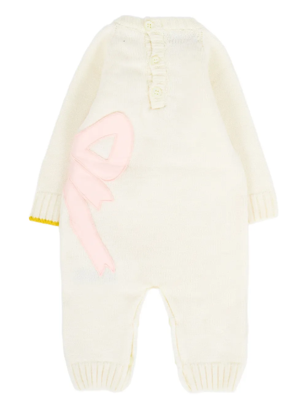 Gensami kids bow-applique wool jumpsuit - Wit