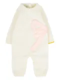 Gensami kids bow-applique wool jumpsuit - White