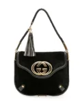 Gucci Pre-Owned 2000-2015 Medium Suede Britt Tassel Flap shoulder bag - Black