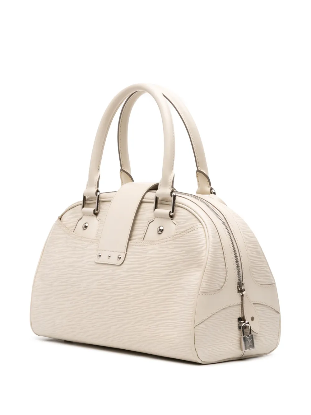 Pre-owned Louis Vuitton 2007 Epi Bowling Montaigne Gm Handbag In White