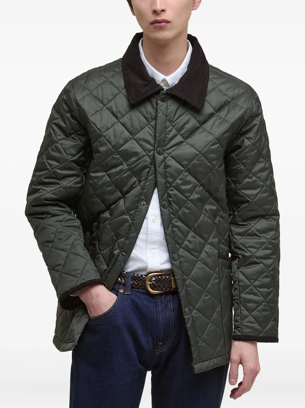 Barbour diamond-quilted corduroy-collar jacket | Green | Image 1