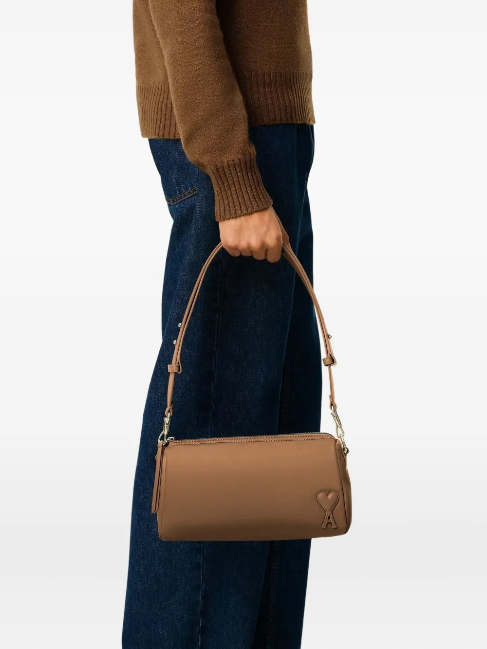 Ami Alexandre Mattiussi Brown Nylon Canvas Marcel Large Bag Brown In Brown