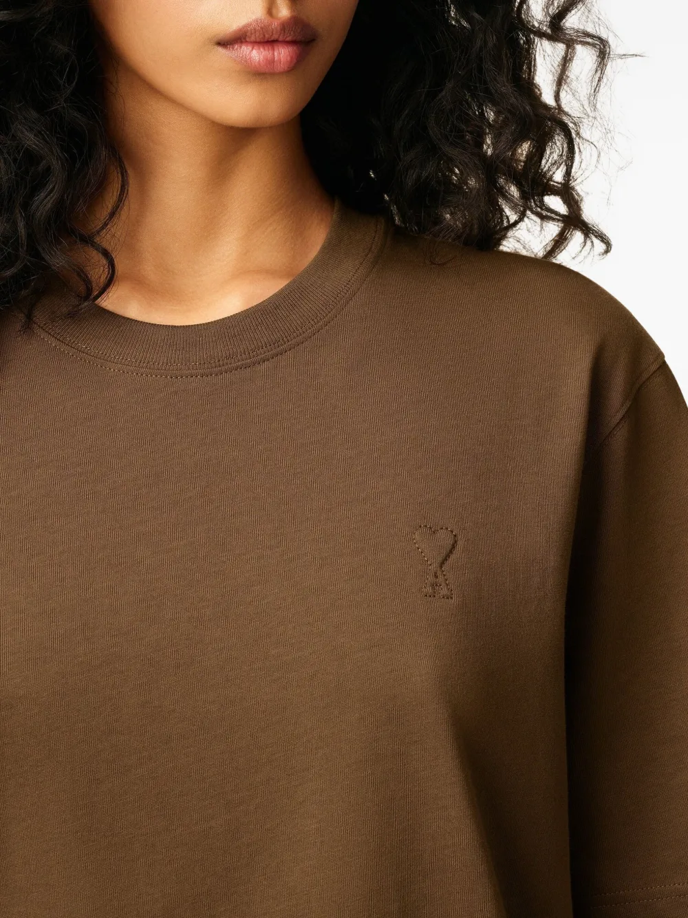 Ami Alexandre Mattiussi Round Neck Short Sleeve T-shirt In Brown