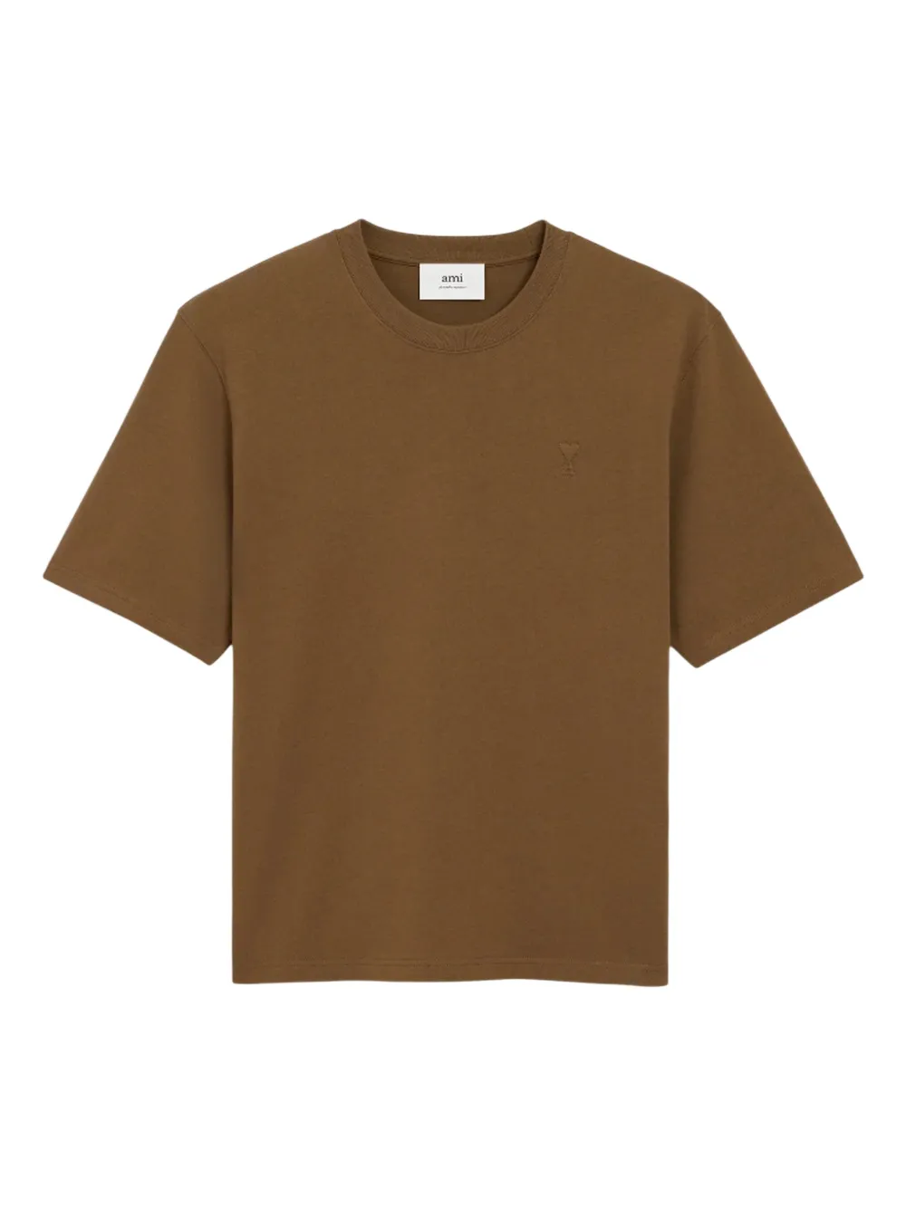 AMI Paris embossed-logo T-shirt | Brown | Image 1