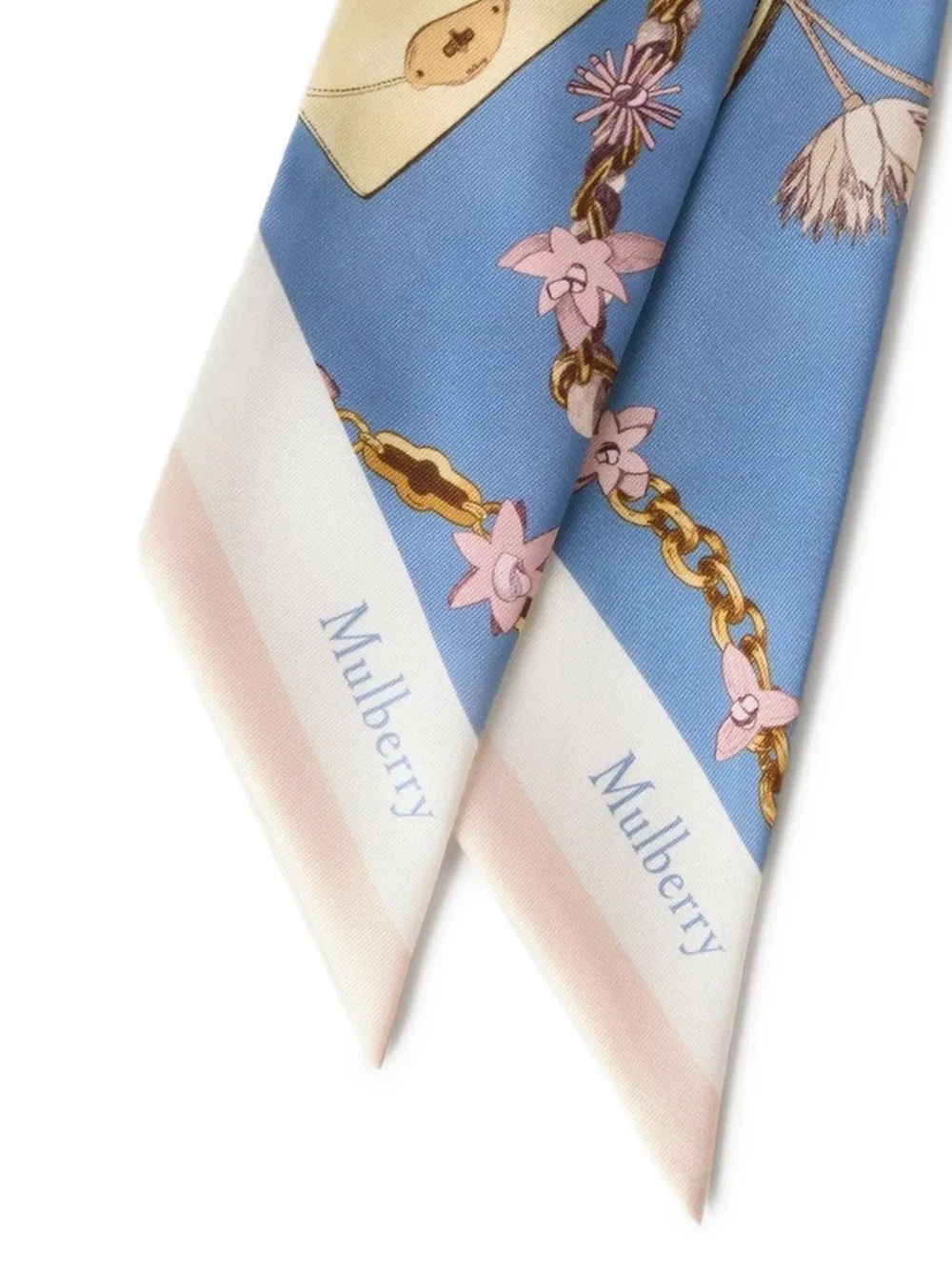 Mulberry Sjaal met bloemen en tasprint - Blauw