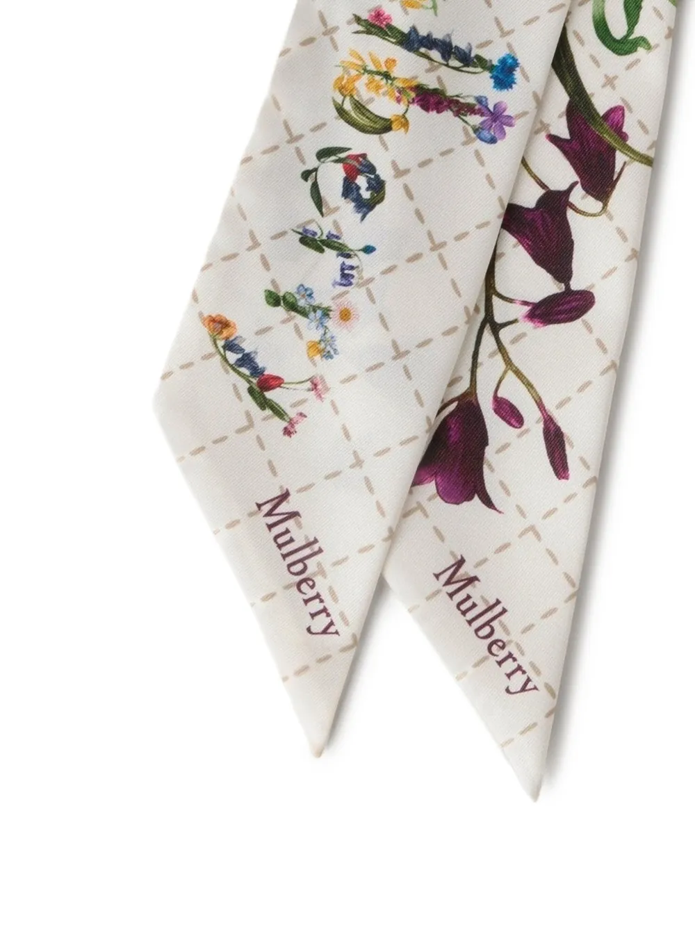 Mulberry Sjaal met bloemenprint - Beige
