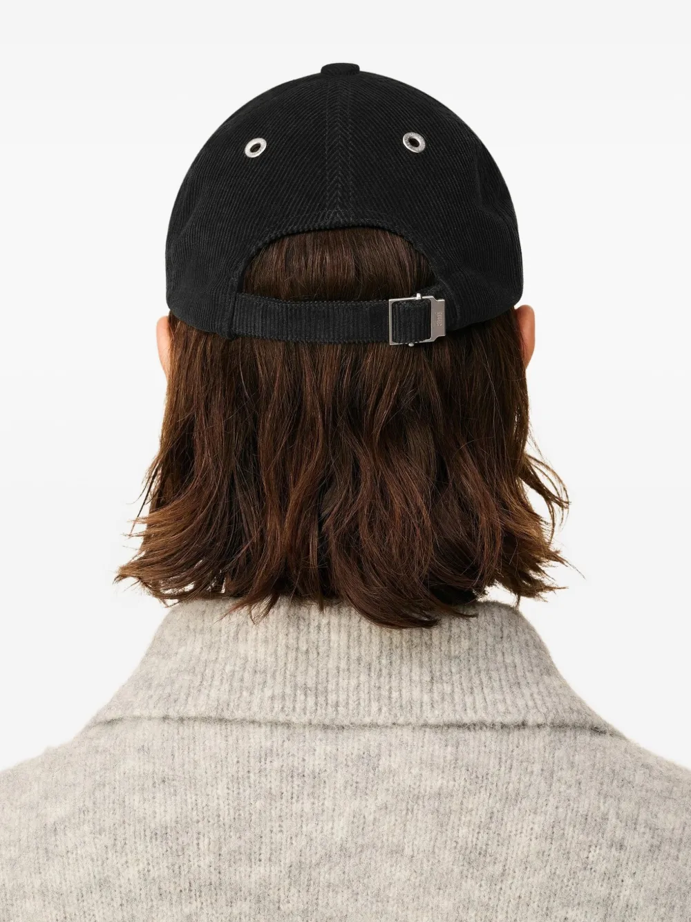 AMI Paris Ribfluwelen pet met borduurwerk Zwart