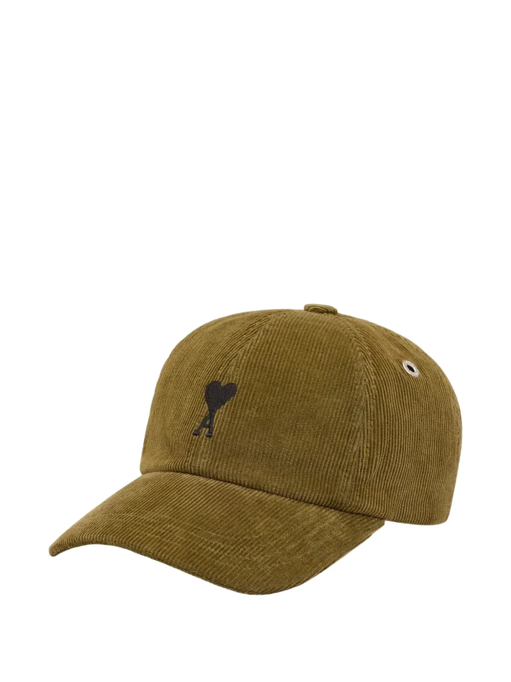 Ami Alexandre Mattiussi Green Cotton Ami De Coeur Corduroy Cap Green In Green