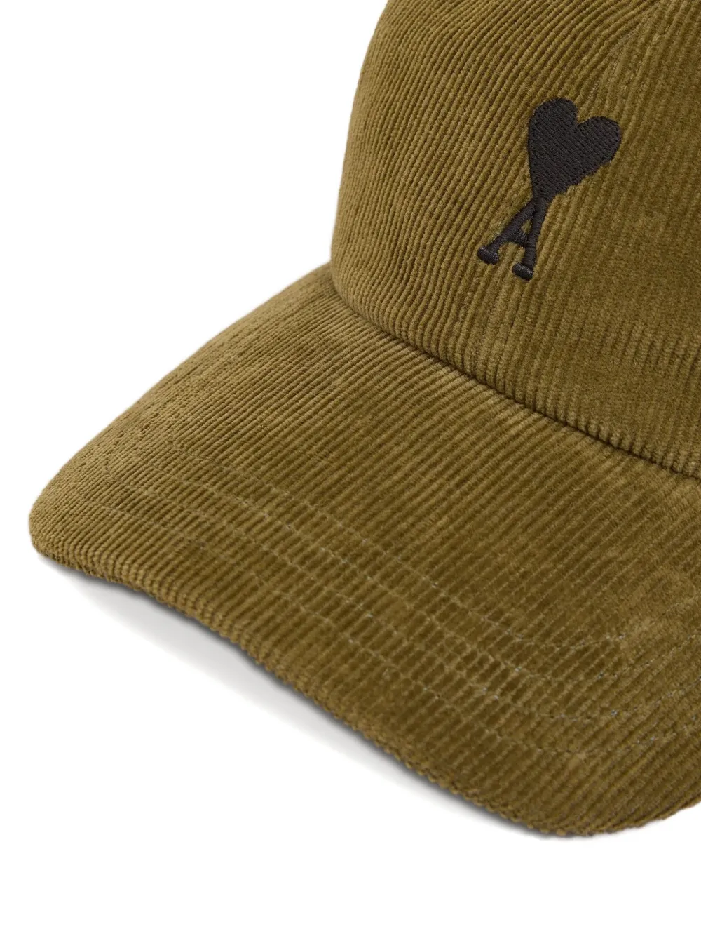 Ami Alexandre Mattiussi Green Cotton Ami De Coeur Corduroy Cap Green In Green