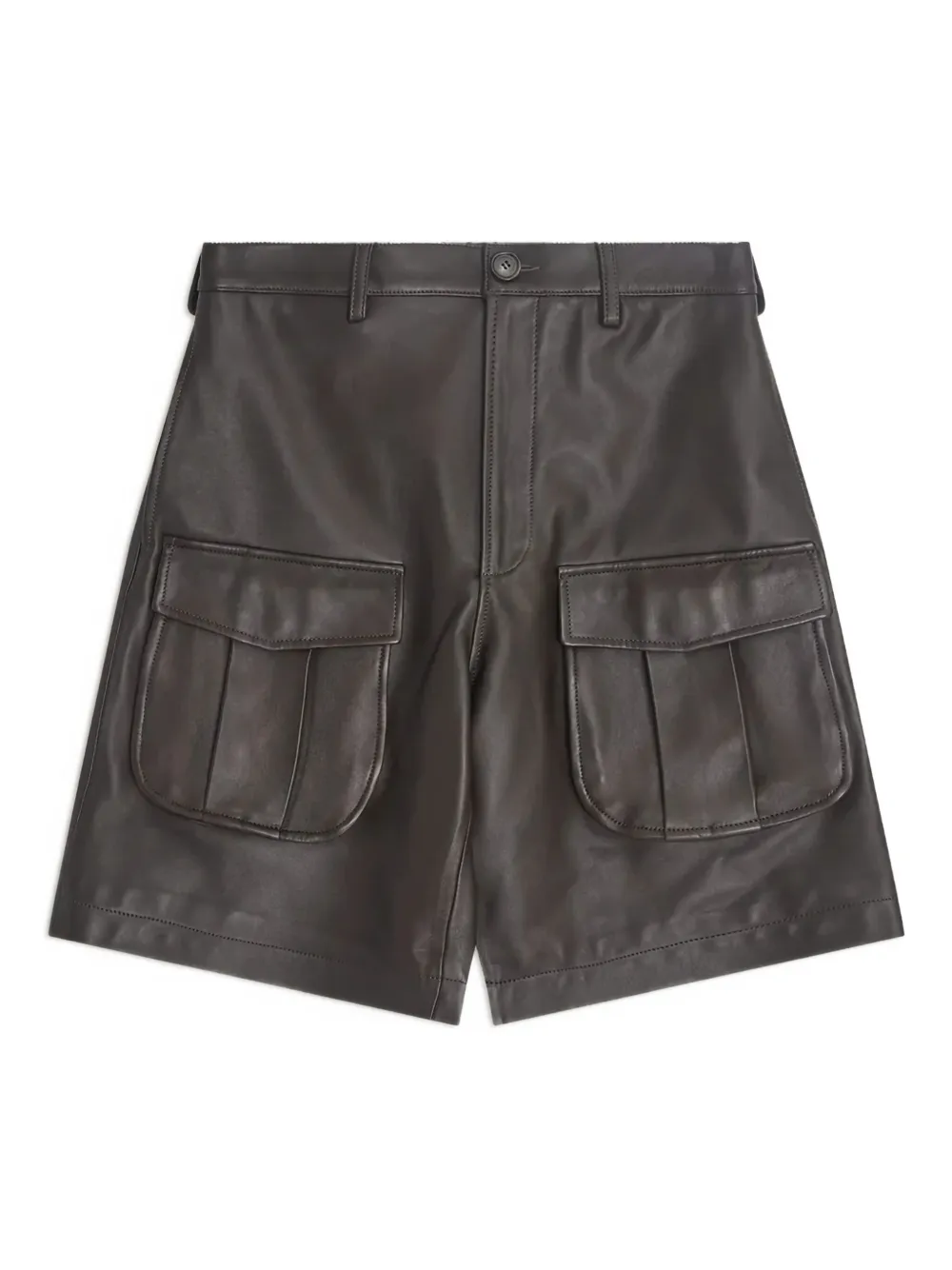 Simone Rocha Multi-pocket Leather Shorts In Brown