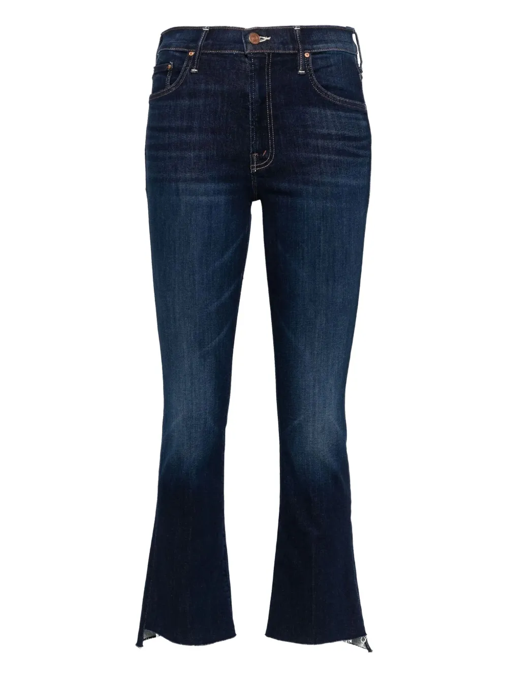 Mother Insider Frayed Bootcut Jeans In Blue