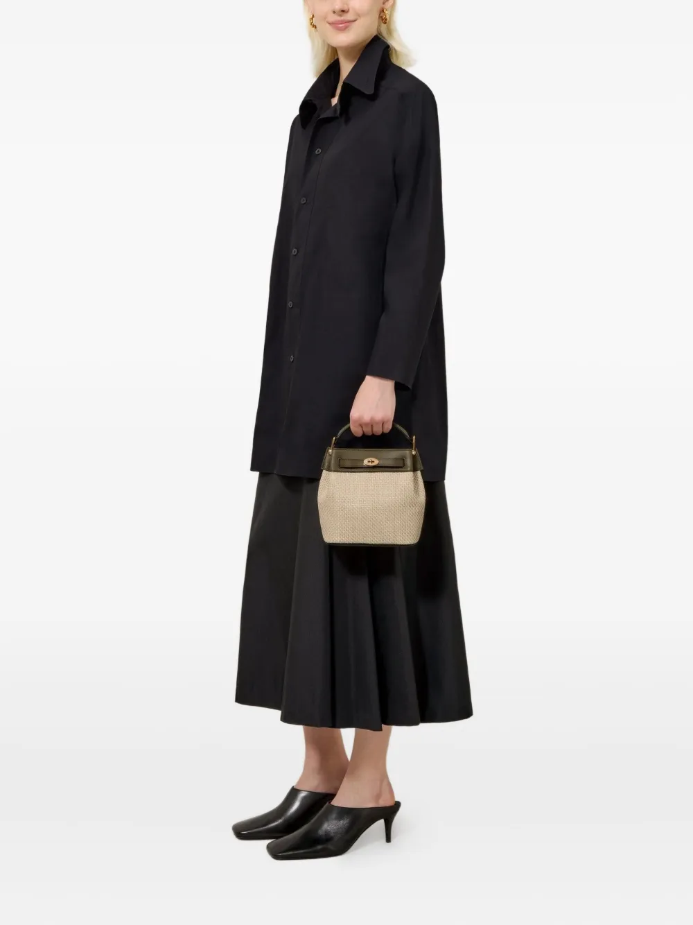 Mulberry Raffia Leather Bucket Bag In Neutral