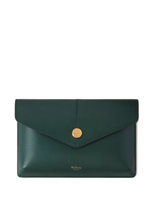 Mulberry Envelope press-stud Clutch Bag Green FARFETCH JO