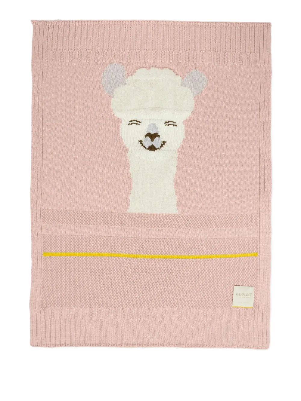 Gensami Llama-applique Wool Blanket In Pink