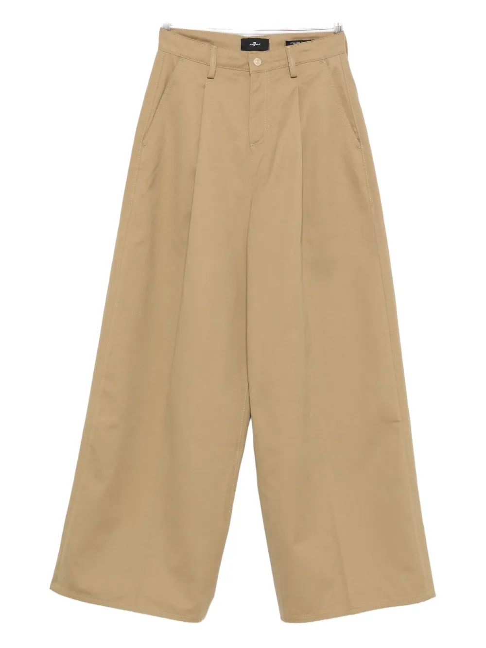 7 For All Mankind Pleated Wide Trouser Twill Sand Storm In Brown