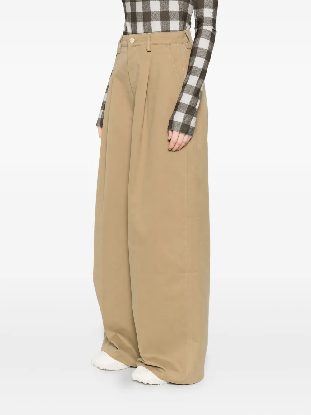 7 For All Mankind Pleated Wide Trouser Twill Sand Storm In Brown