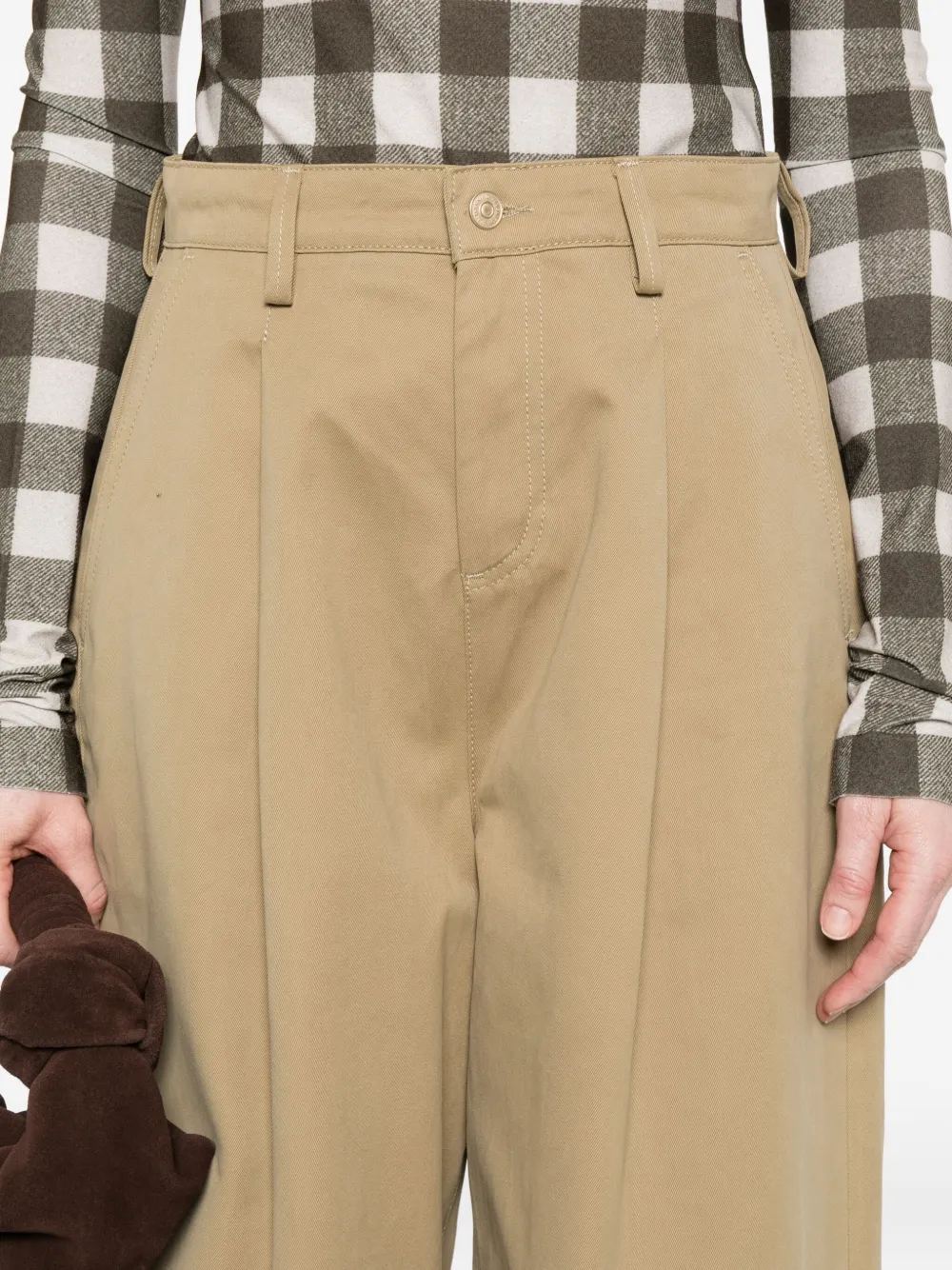 7 For All Mankind Pleated Wide Trouser Twill Sand Storm In Brown