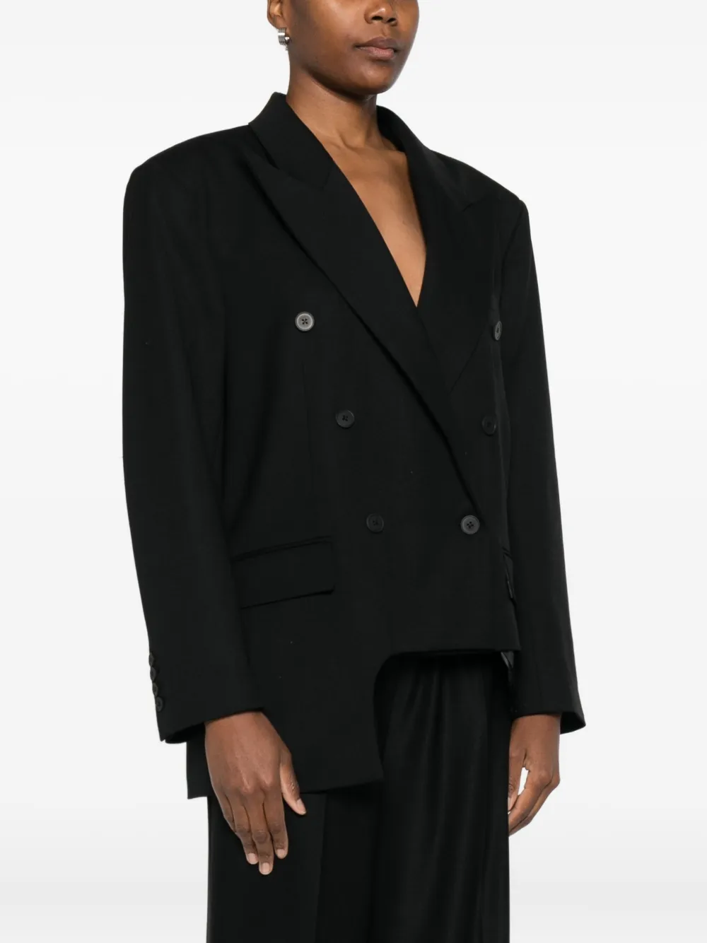 Medeea Asymmetrical Double-breasted Blazer In Black