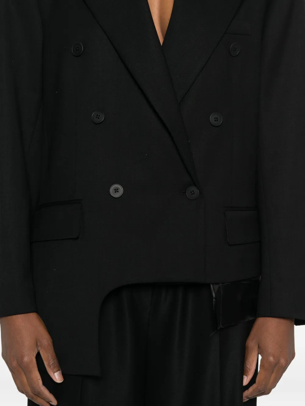 Medeea Asymmetrical Double-breasted Blazer In Black