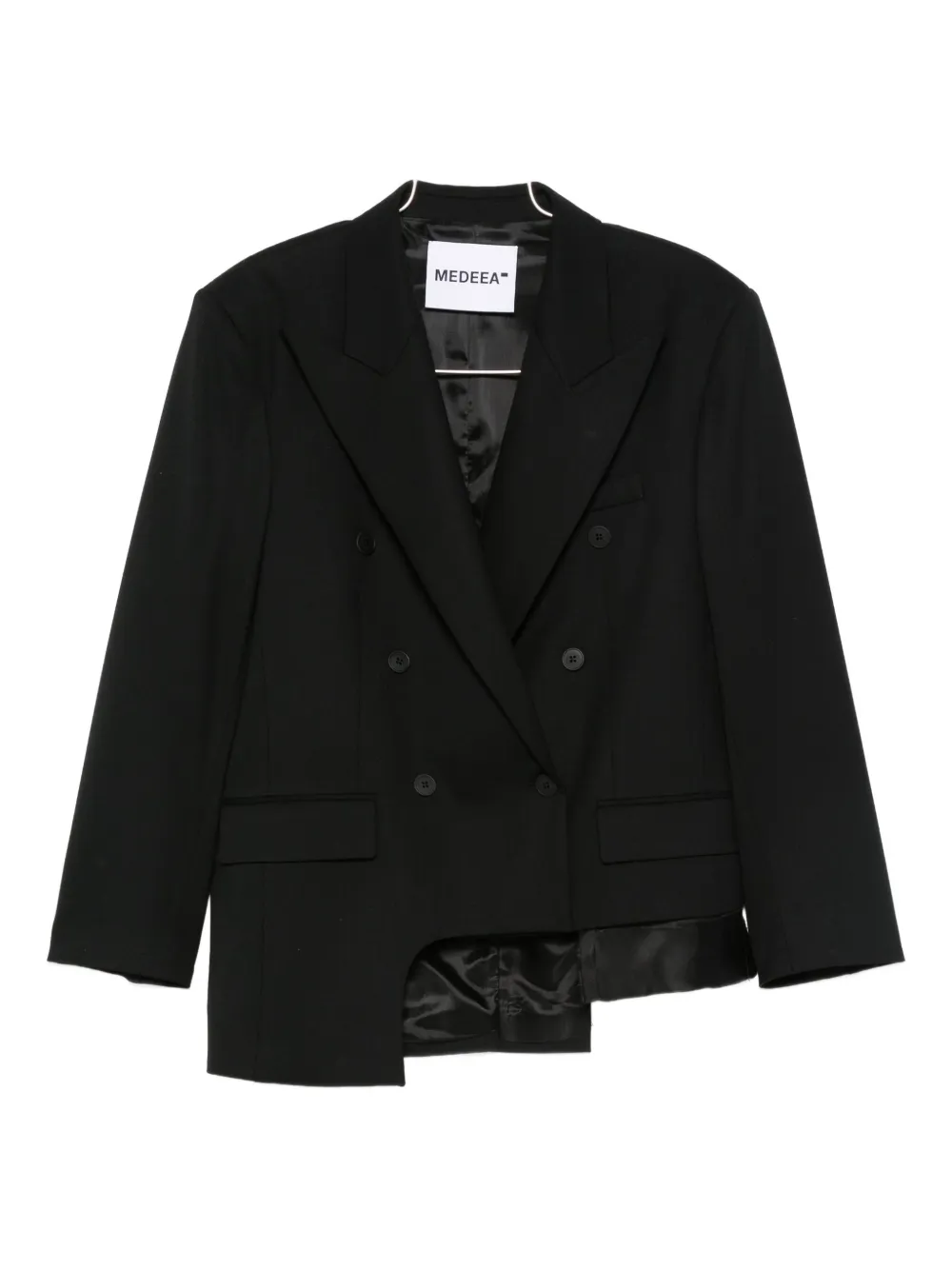 Medeea Asymmetrical Double-breasted Blazer In Black