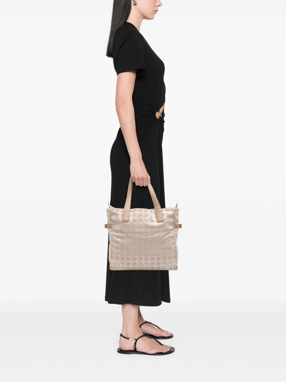 Pre-owned Chanel 2006-2008 New Travel Line Nylon Tote Bag In Brown